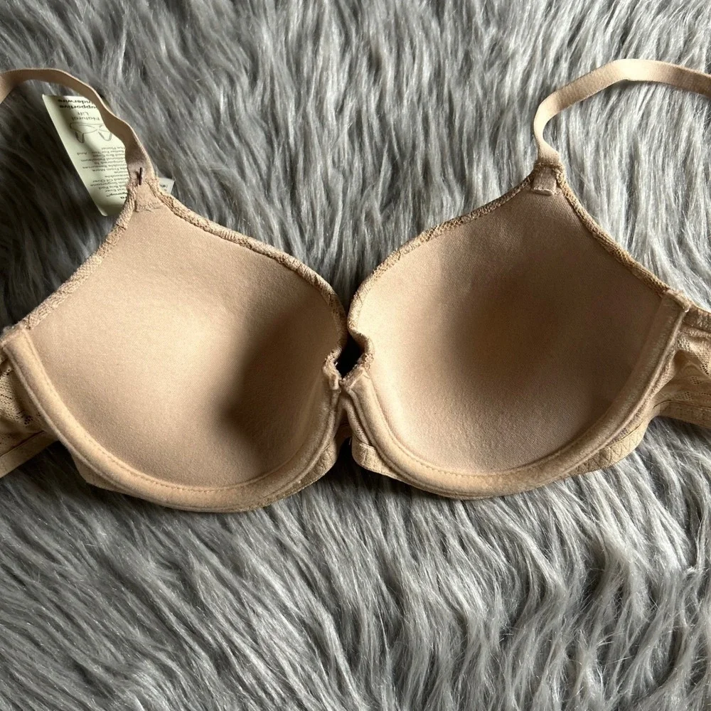 No Boundaries Push Up Bra Womens Size 32C‎ Tan Brown Floral Lace Underwire NEW